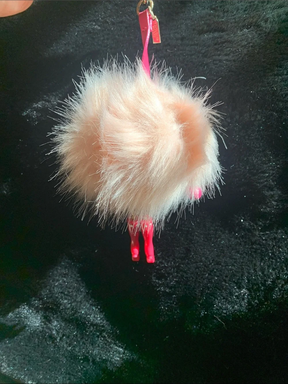 Victoria's Secret Pink Faux Fur Pom Keychain with Hot Pink Doll Legs